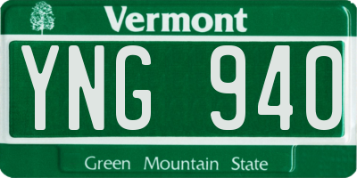 VT license plate YNG940