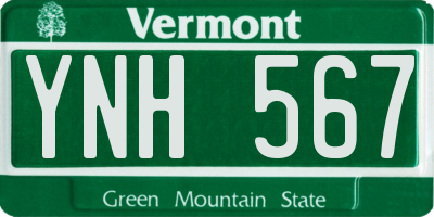 VT license plate YNH567