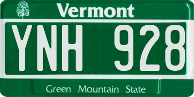 VT license plate YNH928