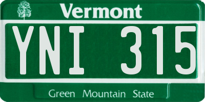VT license plate YNI315