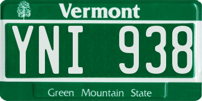 VT license plate YNI938