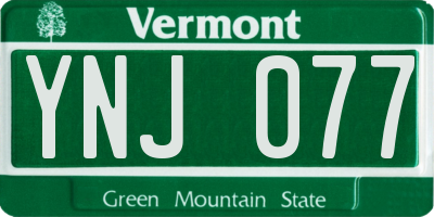 VT license plate YNJ077