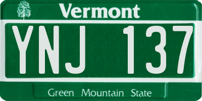 VT license plate YNJ137