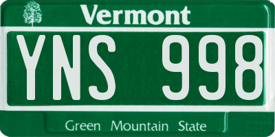 VT license plate YNS998