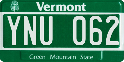 VT license plate YNU062