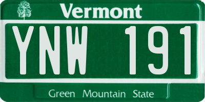 VT license plate YNW191