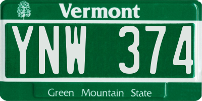 VT license plate YNW374