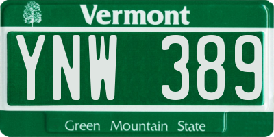 VT license plate YNW389