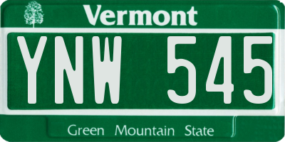 VT license plate YNW545