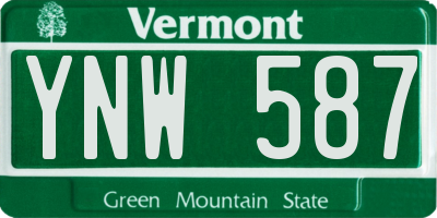 VT license plate YNW587