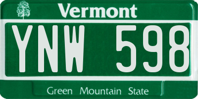 VT license plate YNW598