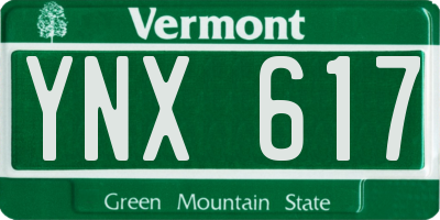 VT license plate YNX617