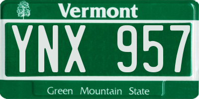 VT license plate YNX957