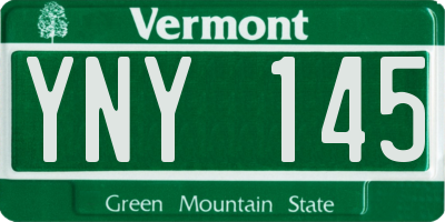 VT license plate YNY145