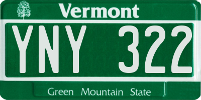 VT license plate YNY322
