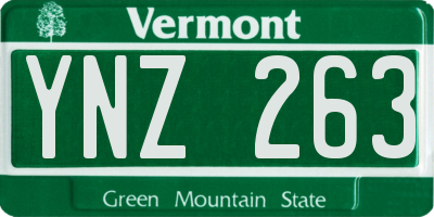VT license plate YNZ263