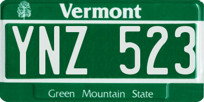 VT license plate YNZ523