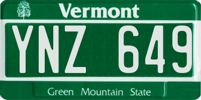 VT license plate YNZ649