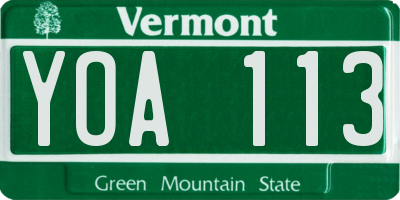 VT license plate YOA113