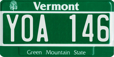 VT license plate YOA146