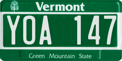 VT license plate YOA147