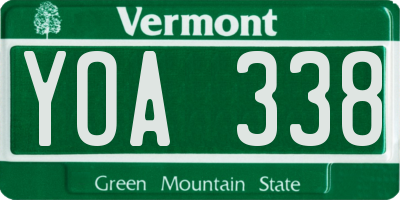 VT license plate YOA338