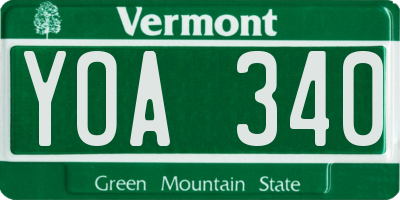 VT license plate YOA340