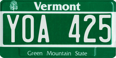 VT license plate YOA425