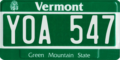 VT license plate YOA547
