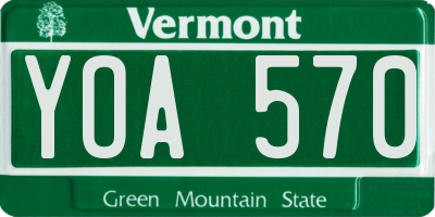VT license plate YOA570