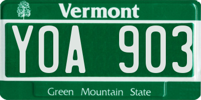 VT license plate YOA903