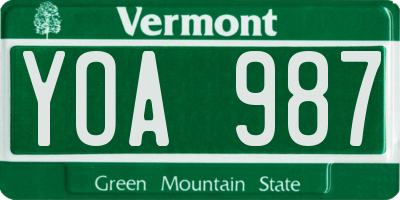 VT license plate YOA987