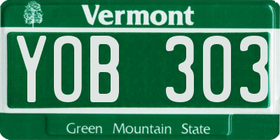 VT license plate YOB303