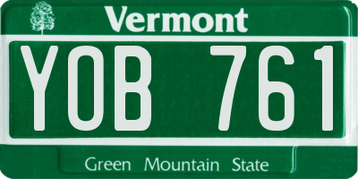 VT license plate YOB761