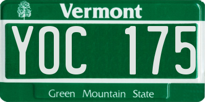 VT license plate YOC175