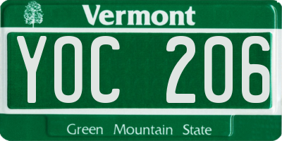VT license plate YOC206