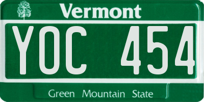 VT license plate YOC454