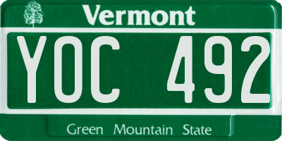 VT license plate YOC492