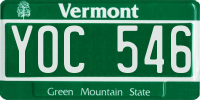 VT license plate YOC546