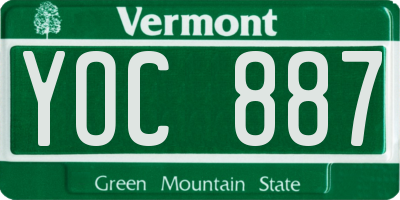 VT license plate YOC887