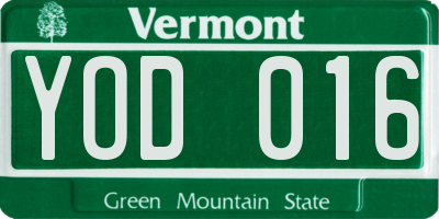 VT license plate YOD016