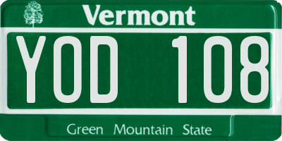 VT license plate YOD108
