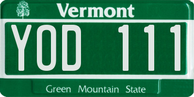 VT license plate YOD111