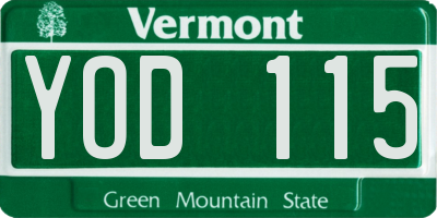 VT license plate YOD115