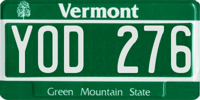 VT license plate YOD276