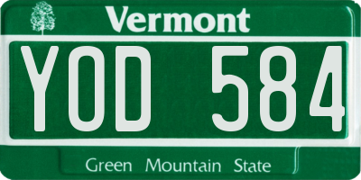 VT license plate YOD584