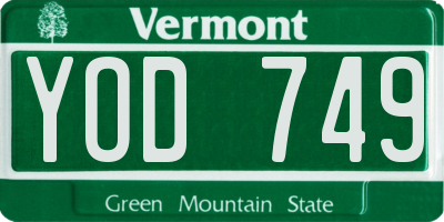 VT license plate YOD749