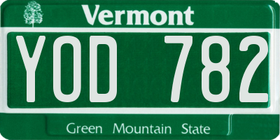 VT license plate YOD782
