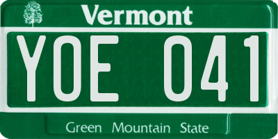 VT license plate YOE041