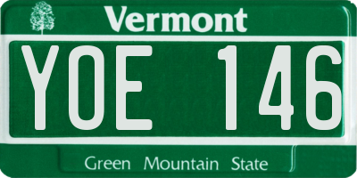 VT license plate YOE146